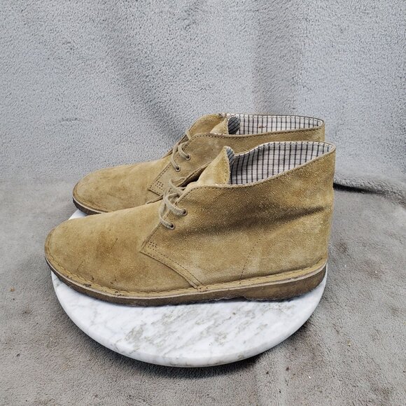 Clarks Shoes Mens Size 8.5 Tan Suede Lace Up Desert Boots *Read* main image 5